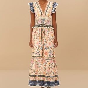 NWT  Cream Superbloom Tapestry Maxi Dress.